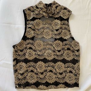 Gold and Blk lace shirt